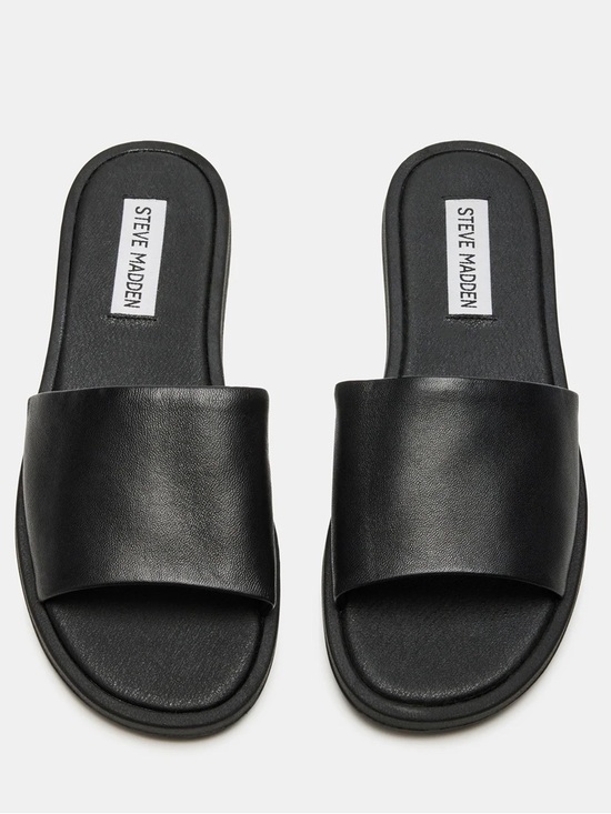 Steve Madden Shoes - Steve Madden 90s Y2K Style Holmes Leather Slide Flat Sandals Minimalist Black 8
